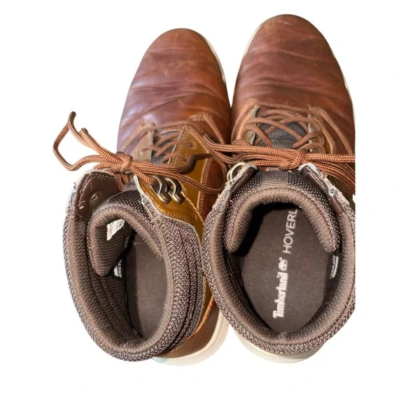Timberland Mens Brown Leather Ankle Boots Lace Up Casual‎ Shoes Size 9.5